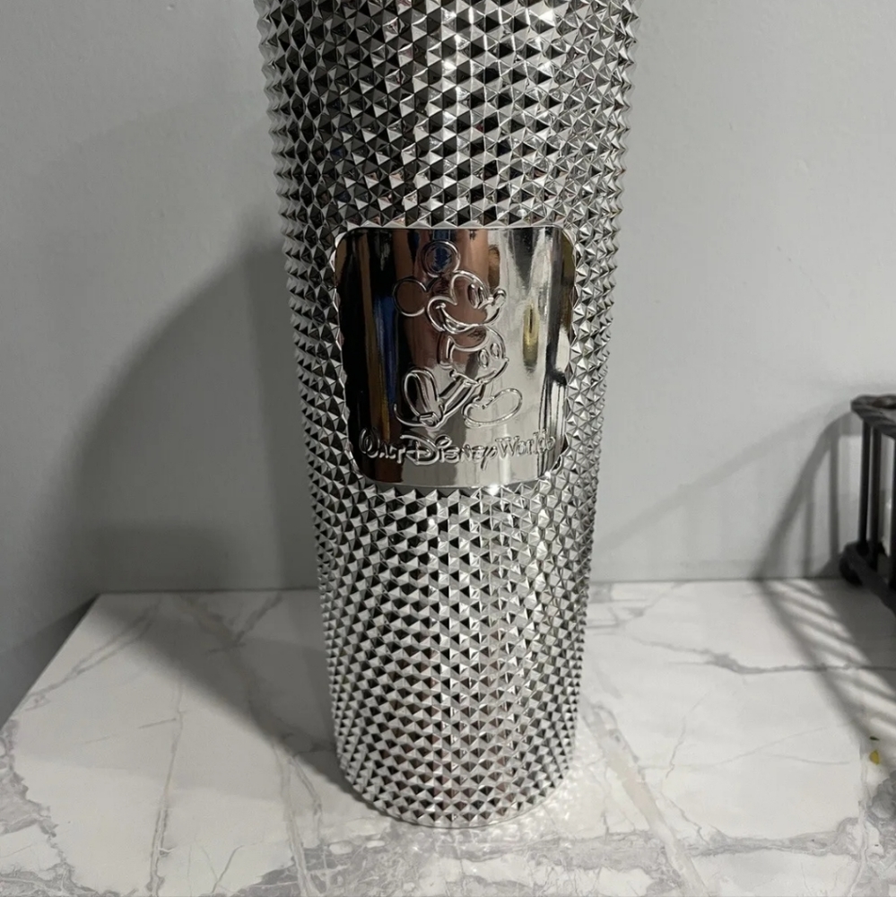 Starbucks Walt Disney World Mickey Mouse 100 Anniversary Silver Tumbler W/ Straw